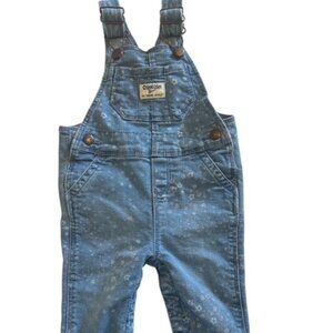 Oshkosh B'gosh Girl's 9M Vestbak Overalls Denim Floral Print